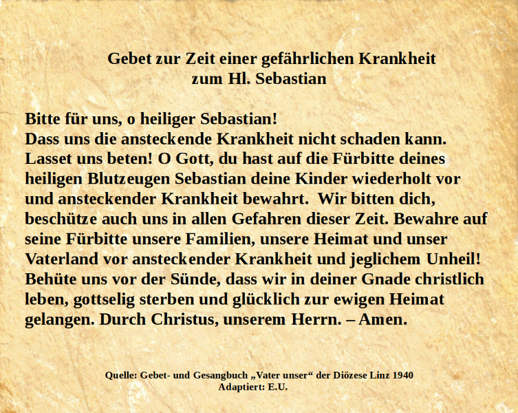 Gebet zum Hl. Sebastian